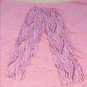 EUC P.J. Salvage Pink and Purple Patterned Wide Leg Pants